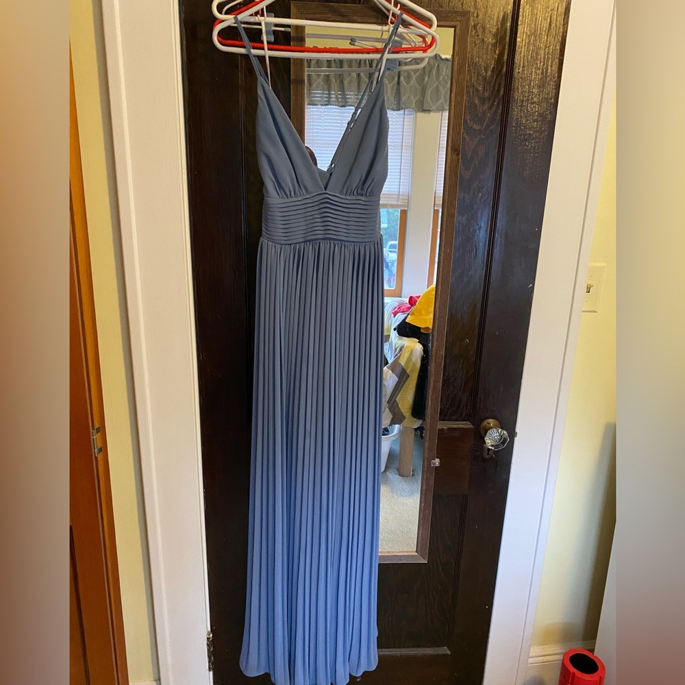 Lulus Depths of My Love Dusty Blue Maxi Dress size S
